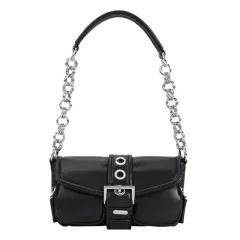 Niche Design Mini Retro Ring Chain Underarm Bag - Black - View 1