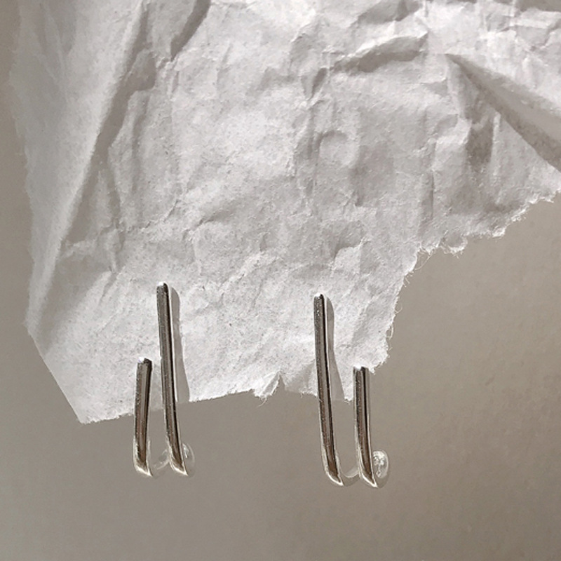 Women's Double Line U-shaped Irregular Earrings Geometric Hook - 2