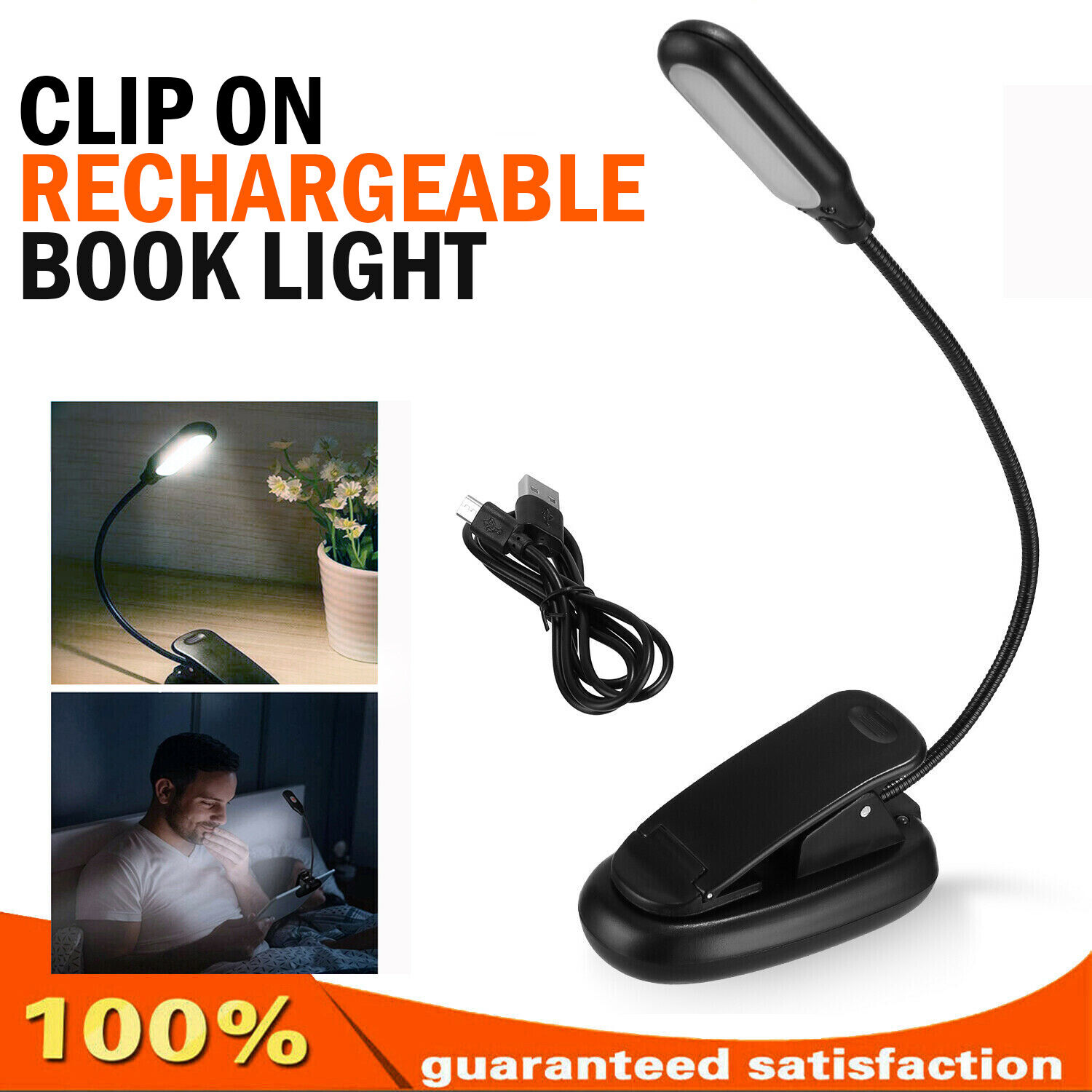 Clip On LED Light for Book Reading. we ship only inside the US, USPS First Class Package 2 Day Handling , 2-5 Day Shipping. Rechargeable Book Light, Clip on LED Table Desk Lamp, Portable Reading Lamp, Office Work Bed Light for Kids, Bookworms, Students by