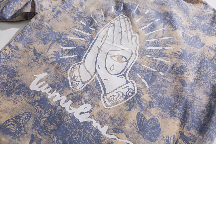 Retro Full Print Lapel Jacket Men's Street Loose Casual