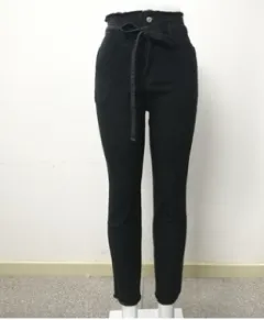 Raw-edged high-rise lace-up jeans - Black - View 1