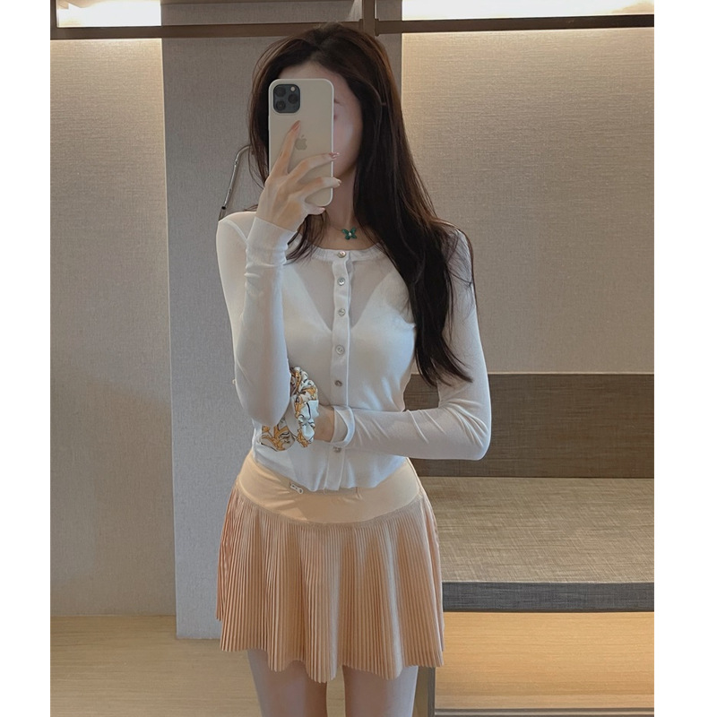 Simple Elastic Waist Stretch Pleated Yoga Skirt Bust Pleated Skirt