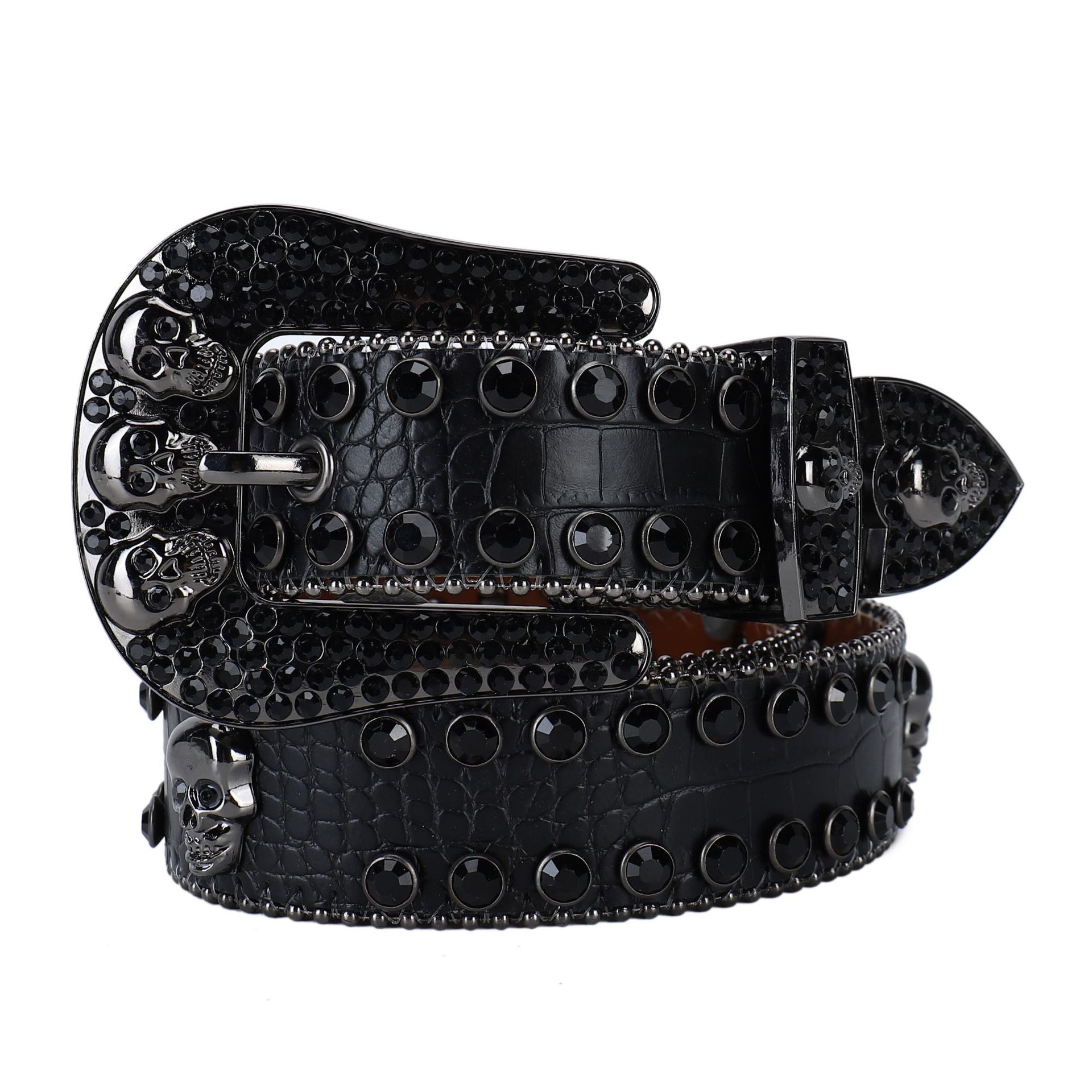 Title 1, Rhinestone Belt Black Red Inlaid Punk