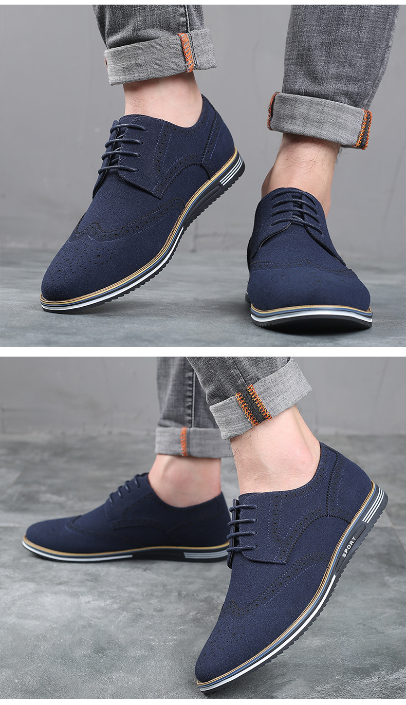 Title 12, Frosted Low-Top Suede Leather British Mens Shoes