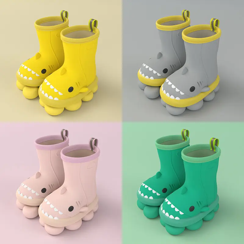 Children Boys Girls Cute Cartoon Waterproof Shoes Safety Rubber