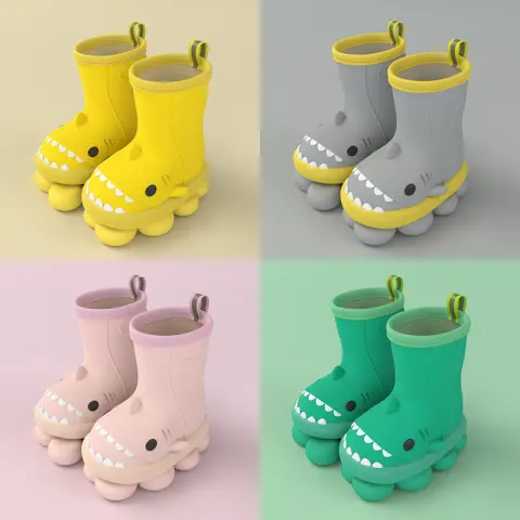 Children Boys Girls Cute Cartoon Waterproof Shoes Safety Rubber