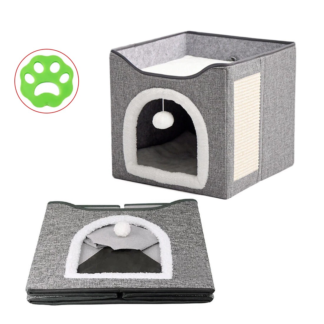 Pet Foldable Storage Cat Shelter Three-dimensional Cage With Scratching Pad — image 4