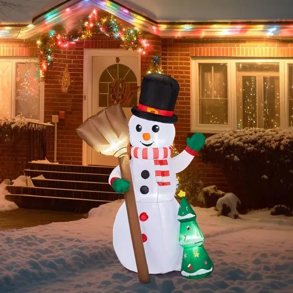 6.2FT Lighted Christmas Inflatable Decoration, Inflatable Snowman Holding Groom, Funny Blow Up Yard Decorations With Built in LED Lights For Holida... Default Title - Shop at LoveMi