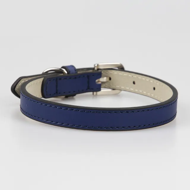 Leather Small Dog Medium Teddy Pet Dog Collar Blue - Shop at LoveMi