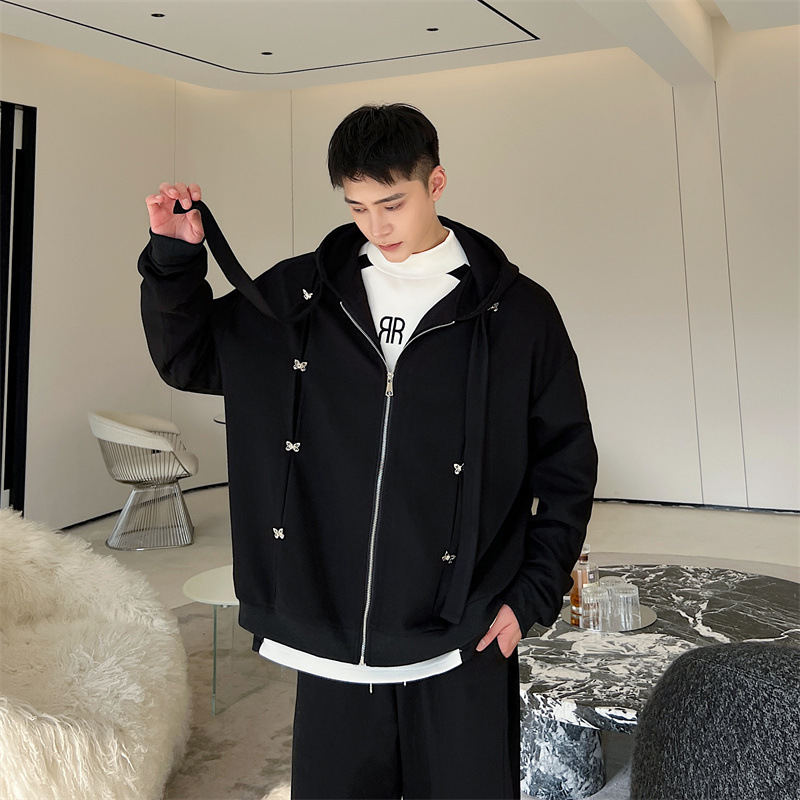 Metal Decoration Loose Hooded Sweater