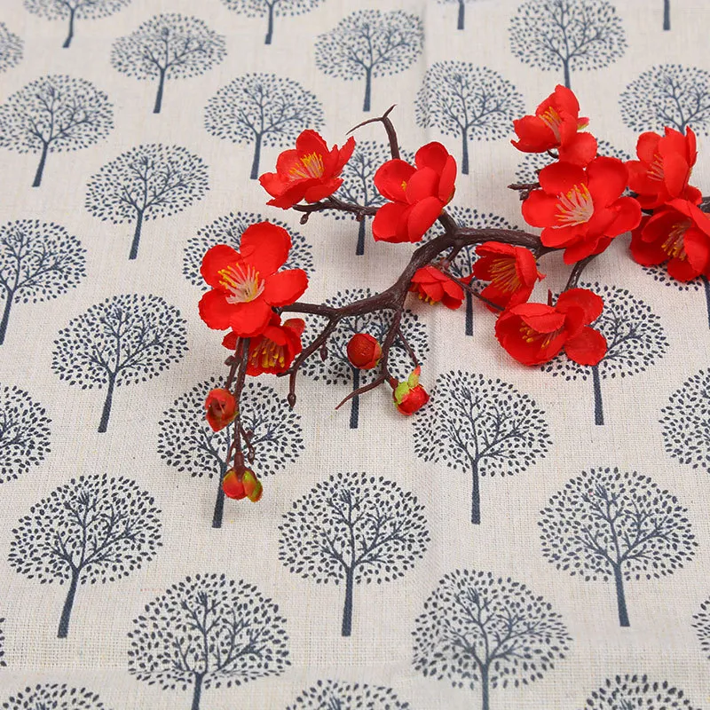 Cotton And Hemp Cloth Plant Tower Series Thickened Printed Fabric Storage Cloth - Shallow Money Tree
