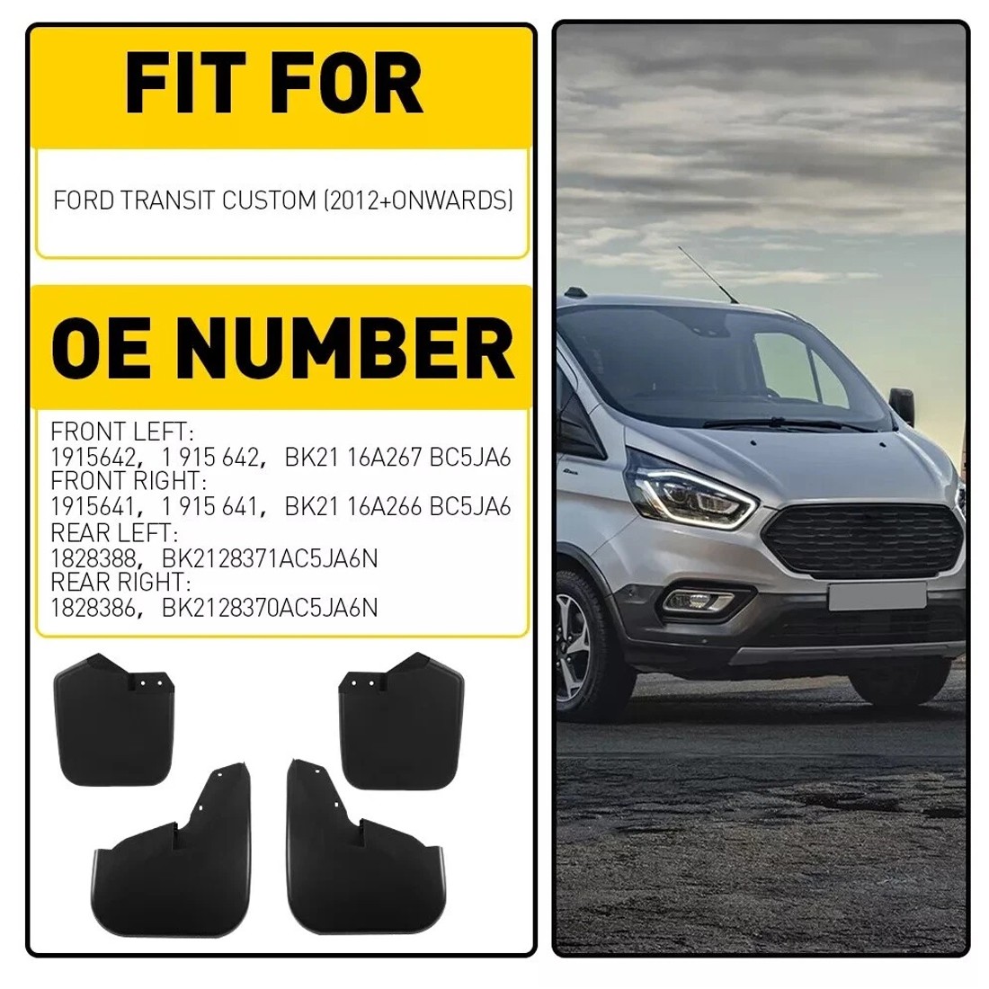 FOR FORD TRANSIT CUSTOM -ON FRONT AND REAR MUDFLAPS MUD FLAP - 4PCS SET — image 7