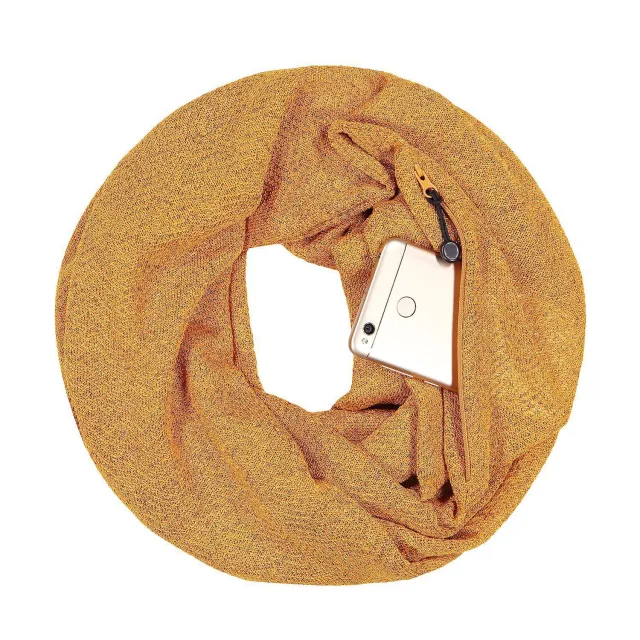 Autumn And Winter Golden Silver Couple Scarf Zipper Pocket Bib Gold - Shop at LoveMi