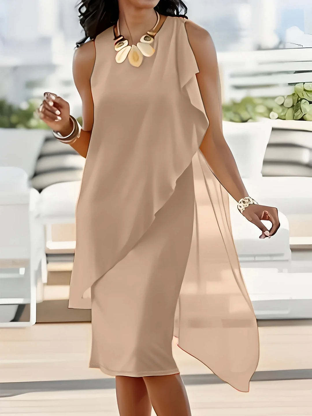 Summer Urban Women Elegant Irregular Chiffon Dress