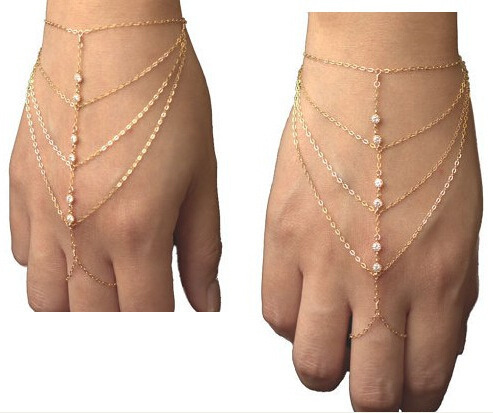 Fashion Multi-layer Pearl Finger Integrated Tassel