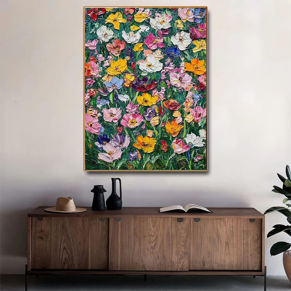 A Vibrant Floral Canvas Frameless  Hand-painted Oil Painting Transform Your Home Into Garden With This Amazing Design 3