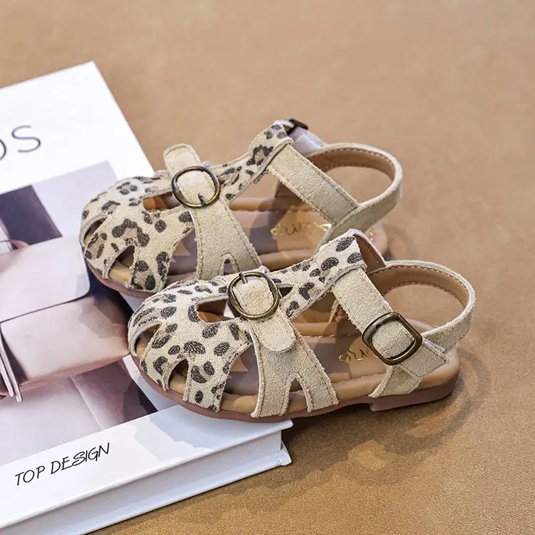 2026 Summer New Girls Birken Sandals, Kids Roman Toe-Closed Sandals With Hook-and-Loop, Soft Sole Beach Shoes For Little Girls