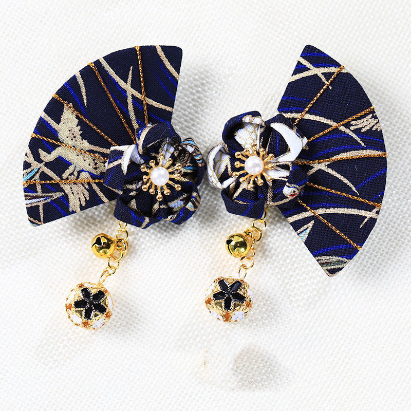 Cute Japanese Cherry Blossom Hairpin With Bells 2Charm Navy - Shop at LoveMi