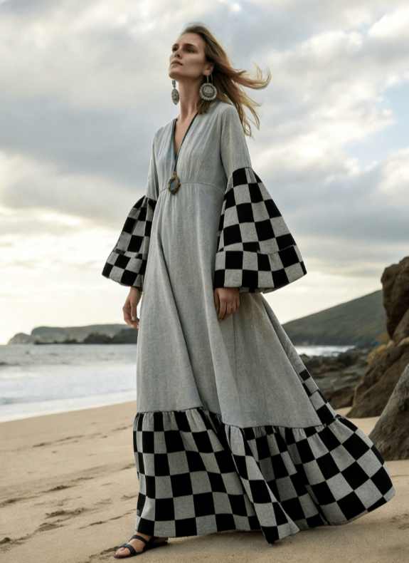 Xinglan Water Drop Wave Point Grand Swing Holiday Long Dress