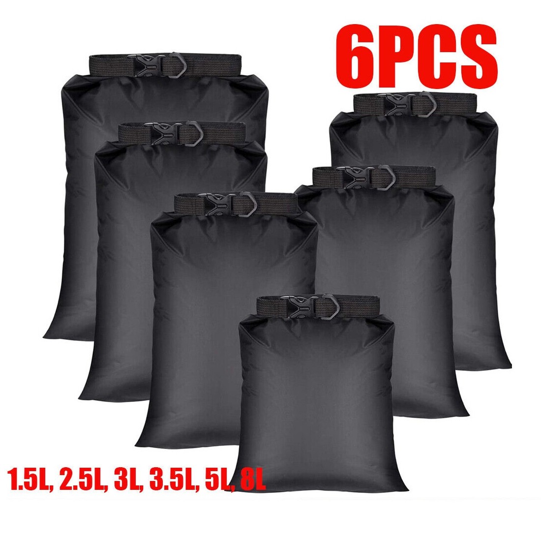 6PCS Waterproof Dry Bag Set Waterproof Dry Bags Ultralight For Hiking Camping