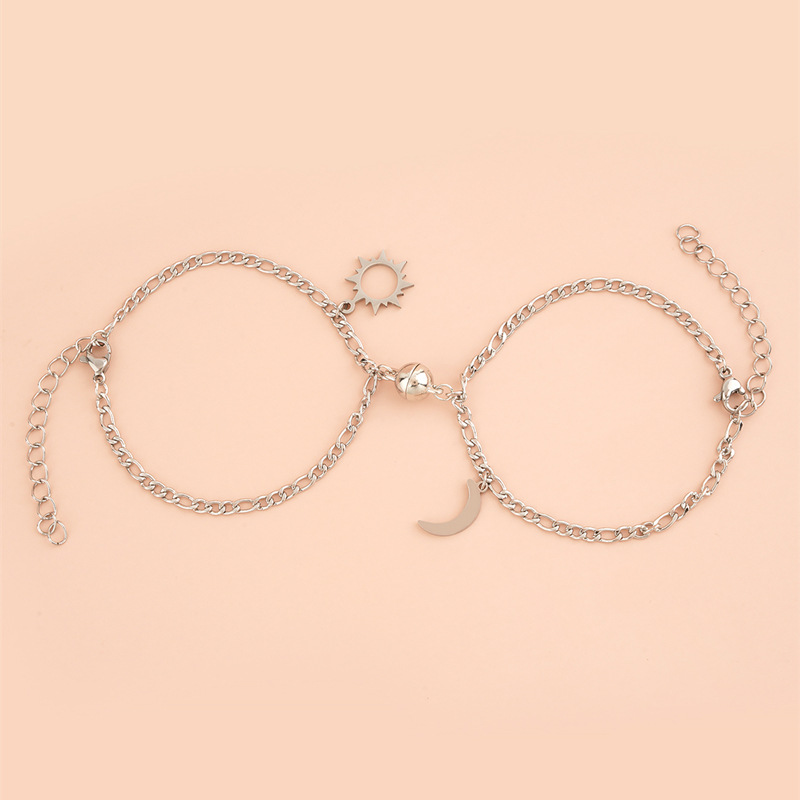Stainless Steel Sun Moon Ball Magnetic Attachment Couple Bracelet