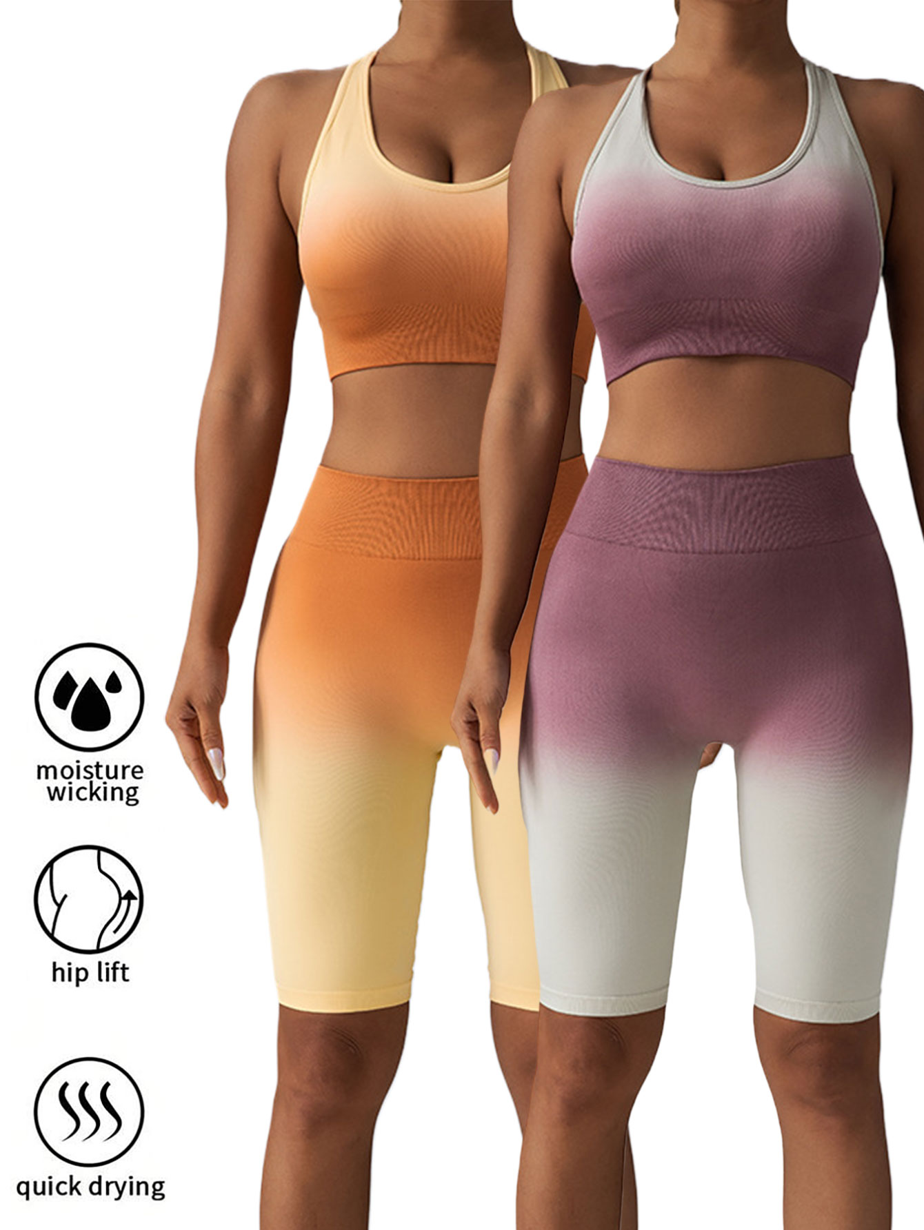 2 Pack Workout Shorts For Women Scrunch Butt Lifting High Waisted Yoga Gym Seamless Booty Biker Shorts 2Pack4 - Shop at LoveMi