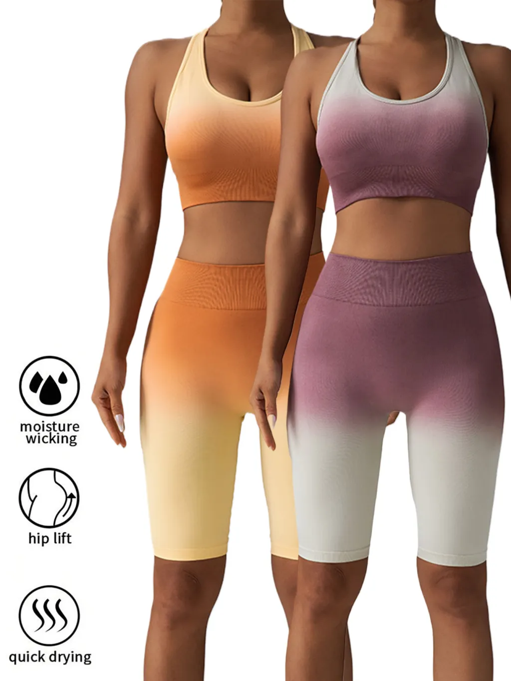 2 Pack Workout Shorts For Women Scrunch Butt Lifting High Waisted Yoga Gym Seamless Booty Biker Shorts - 2Pack4