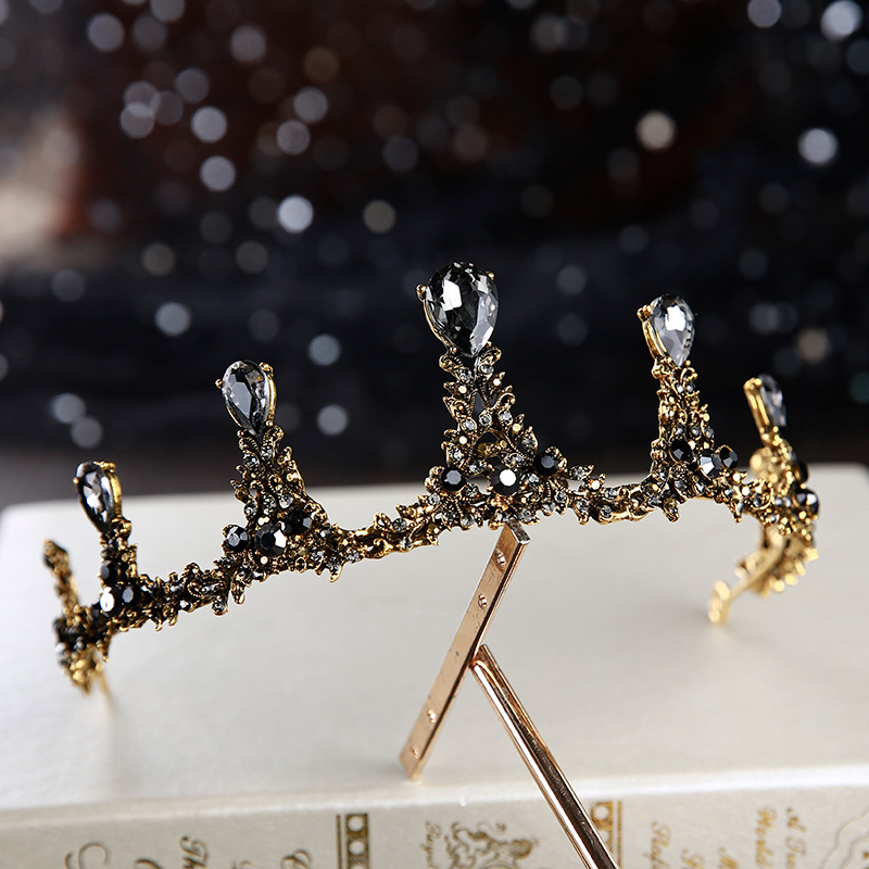 Vintage Black Luxury Crown Bridal Headwear Crown Black Diamond4 - Shop at LoveMi
