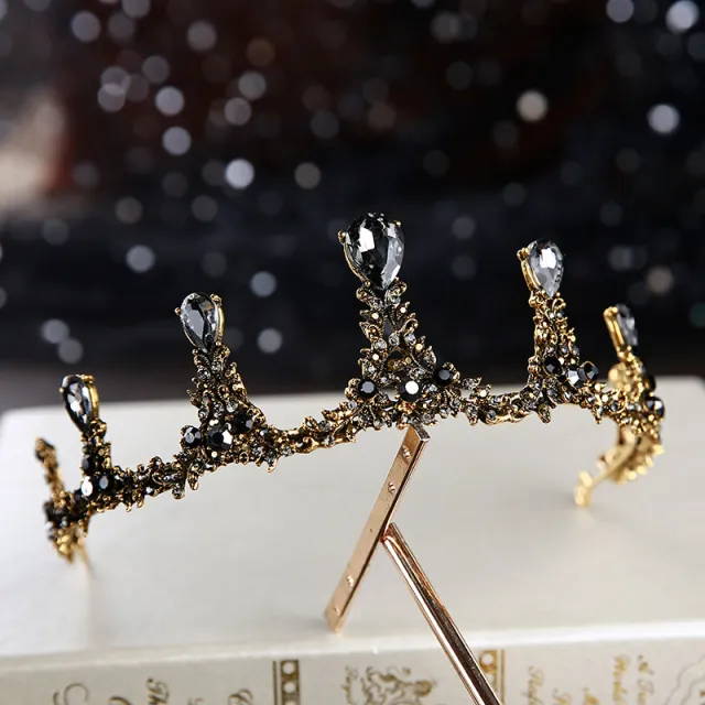 Vintage Black Luxury Crown Bridal Headwear Crown Black Diamond4 - Shop at LoveMi