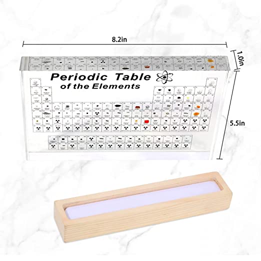 Periodic Table with 83 real elements inside, Acrylic Periodic Table of Elements samples, easy to read, creative gifts for science lovers and students