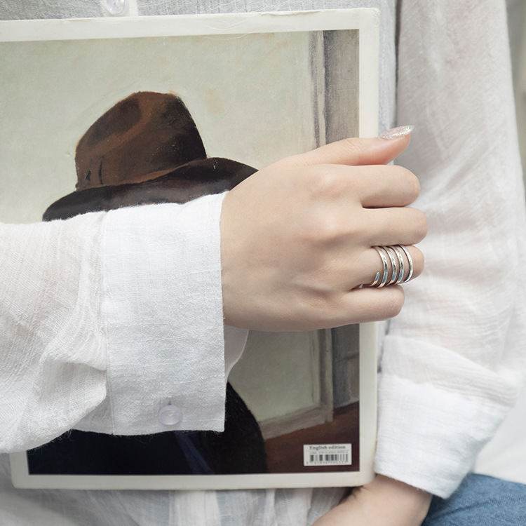Silver Finger Ring Trendy Personality Spiral Bracelet
