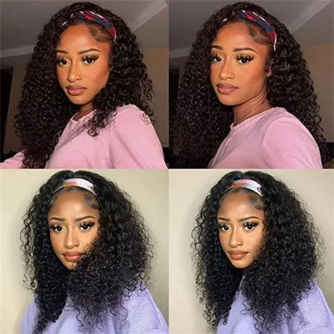 Black Small Curly Medium Synthetic Fiber Hair Cover