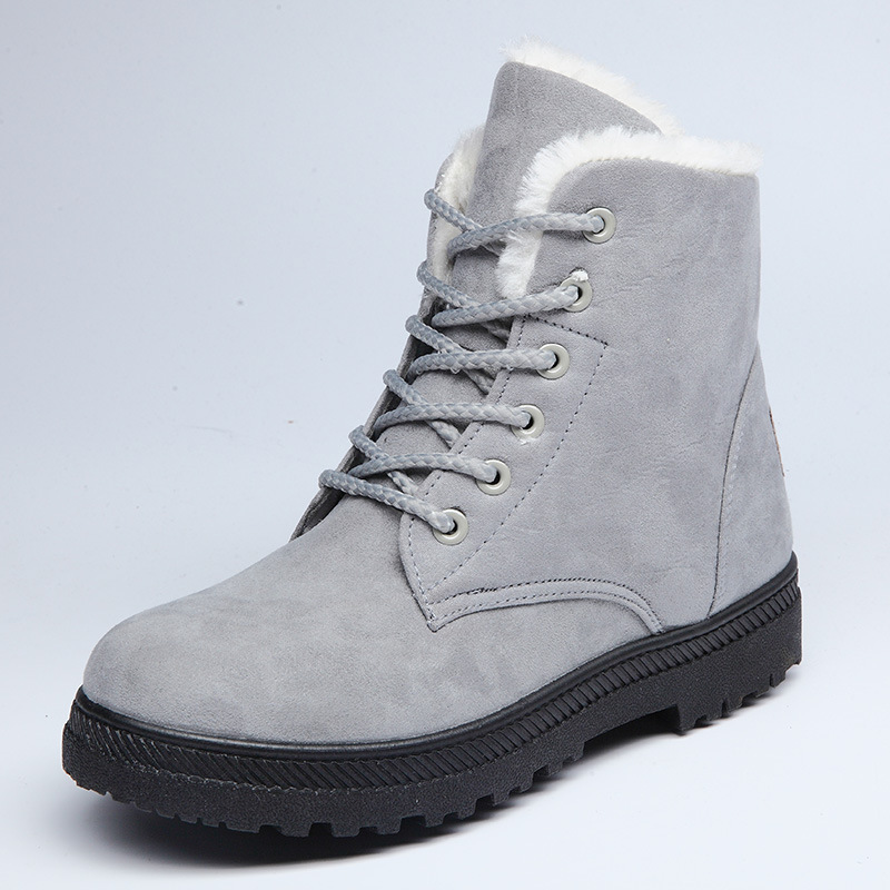 Winter Snow Boots With Warm Plush Ankle Boots For Women Shoes Grey - Shop at LoveMi