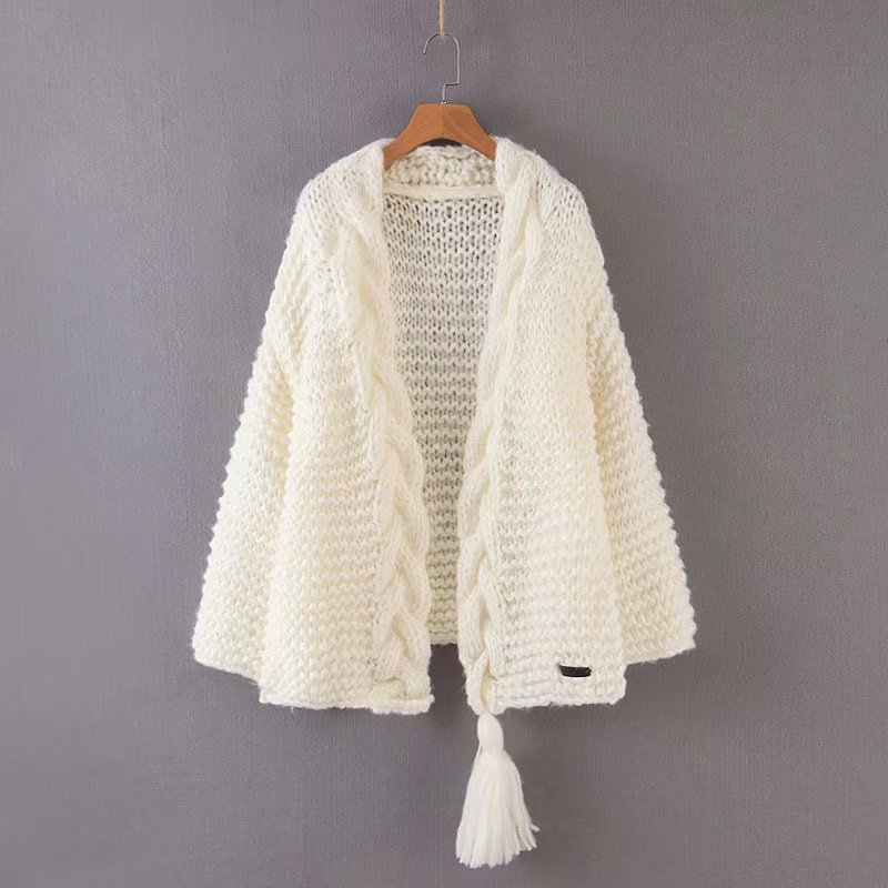 Women's Handmade Knit Cardigan With Tassels