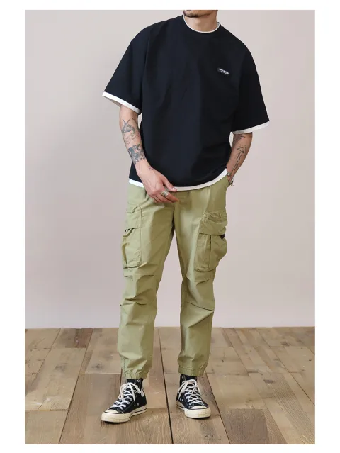 Autumn New Style Multi-bag Tooling Trousers Casual Cropped Men