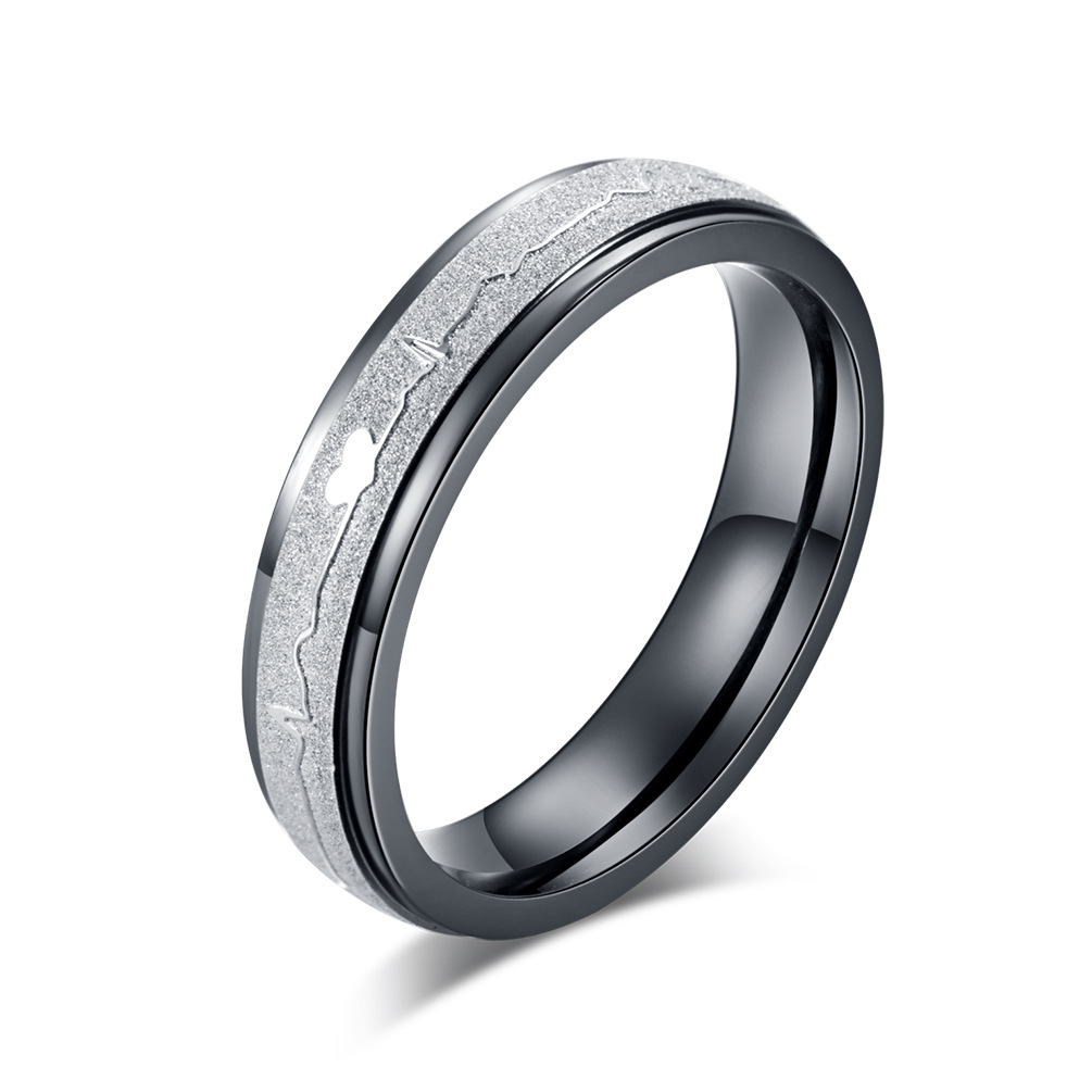 Titanium Steel ECG Shape Couple Ring