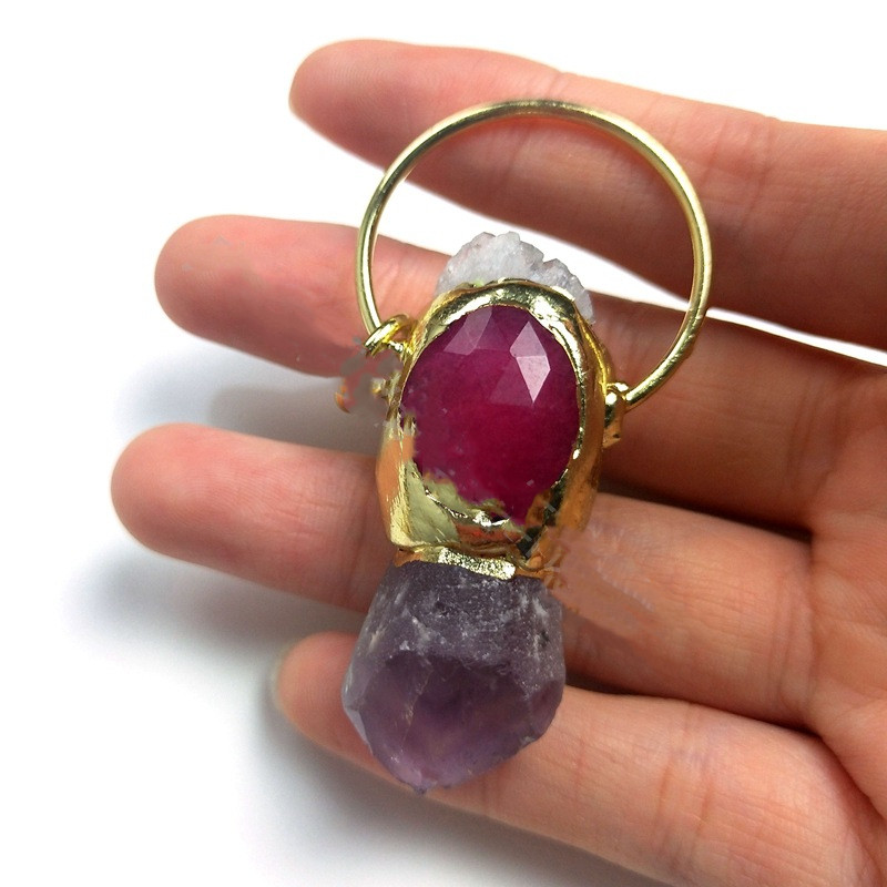 Natural Amethyst Germination Cluster Rough Stone Pendant