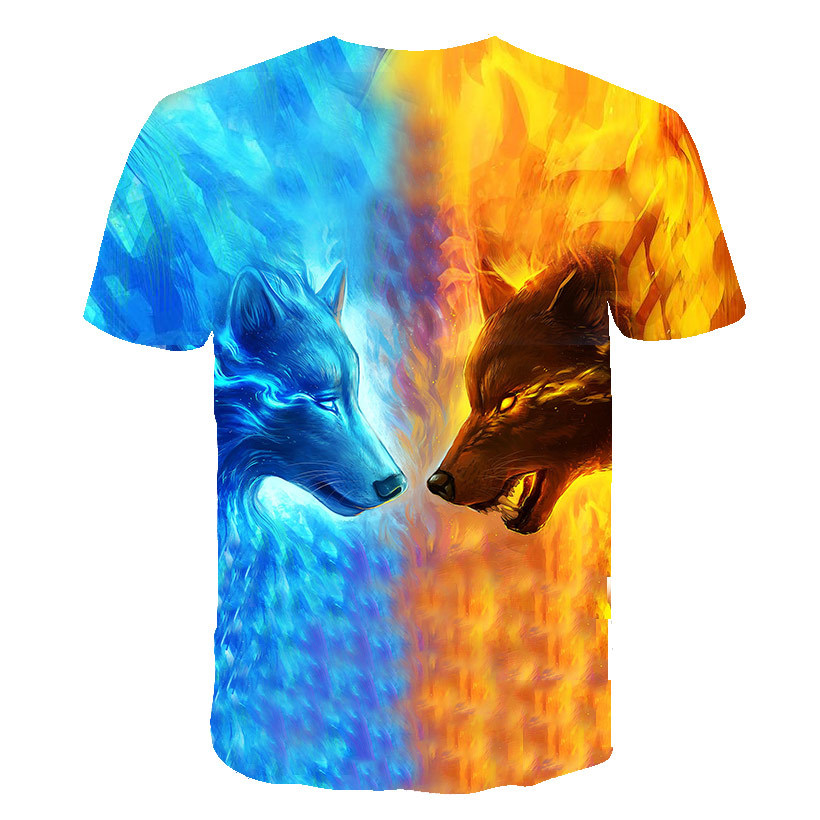 Title 3, 3D Digitaldruck Wolf T-Shirt Kurzarm für Herren...