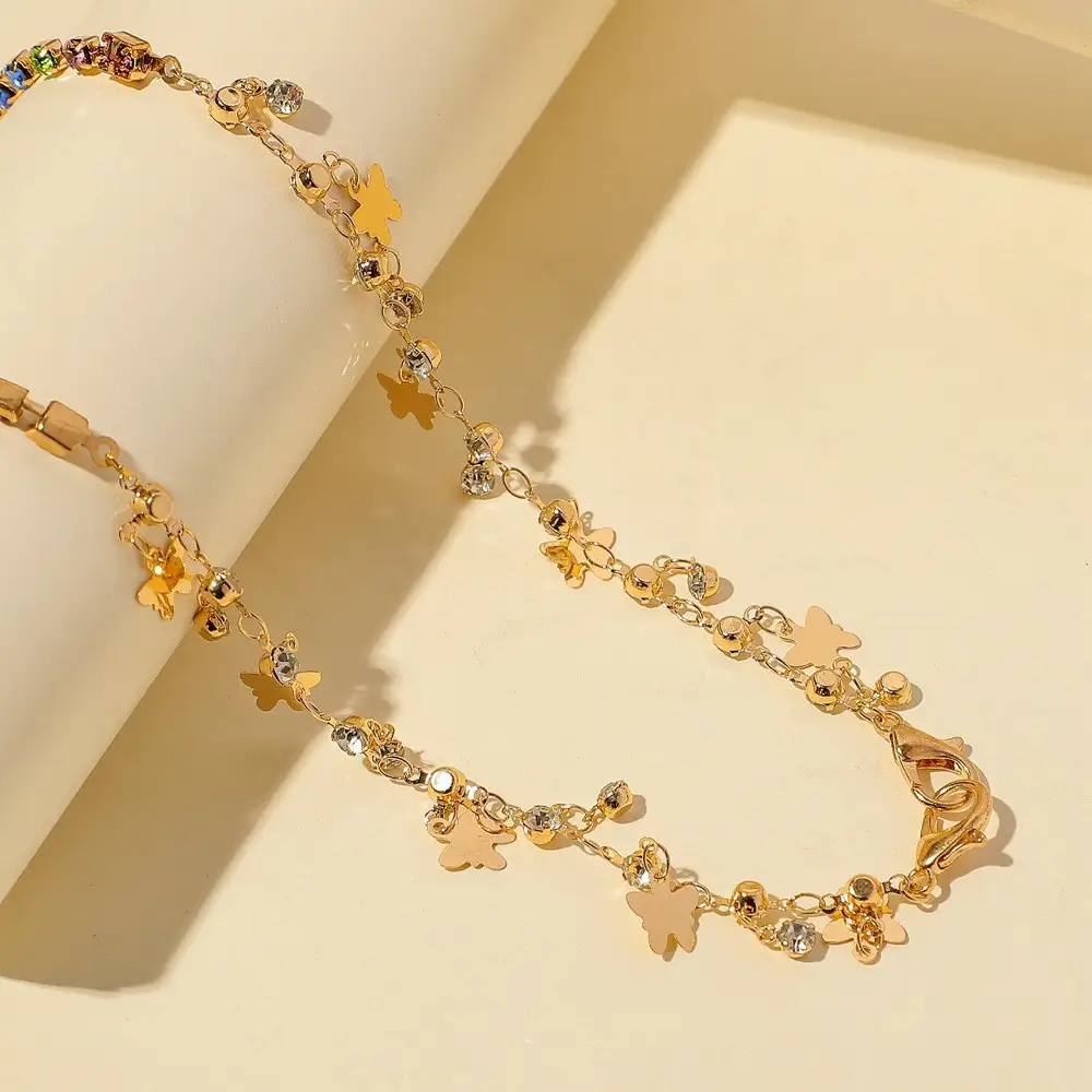 Colorful Diamond Chain Butterfly Mask Chain