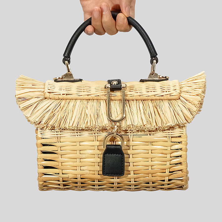 Handmade Rural Beach Resort Straw Woven Handbag - Image 8
