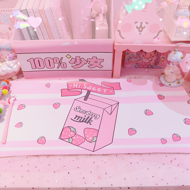 Cartoon Pink Long Section Soft PVC Student Table Mat