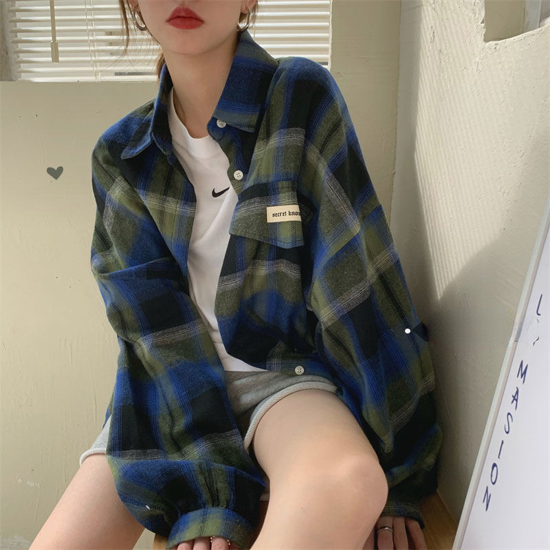 Title 8, Retro Hong Kong Style Unique Chic Blouse Plaid ...