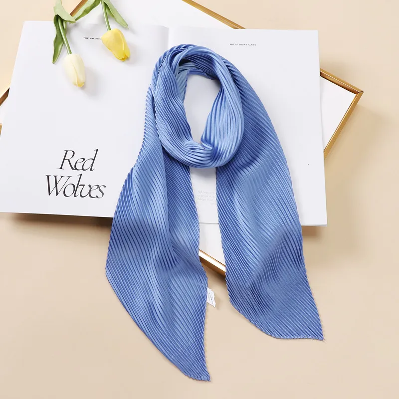 Color Blocking Small Ribbon Scarf Women's Pleated Hair Band - Yz1014-10X130Cm