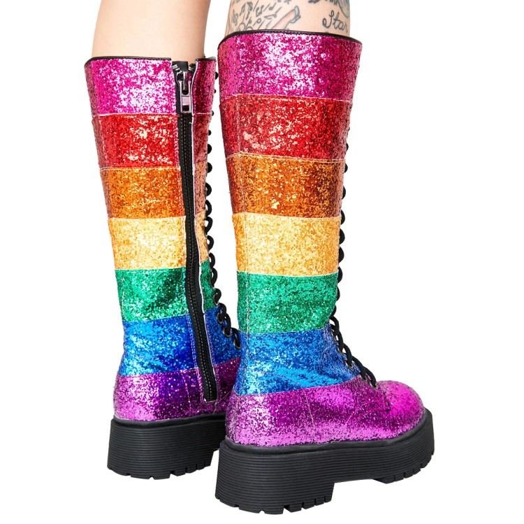 Title 4, Sequins Color Matching Straps Martin Boots Trif...