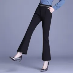 High-Waisted, Loose Elastic Drape, Slimming And High-Casual Bootcut Trousers - Black - View 1