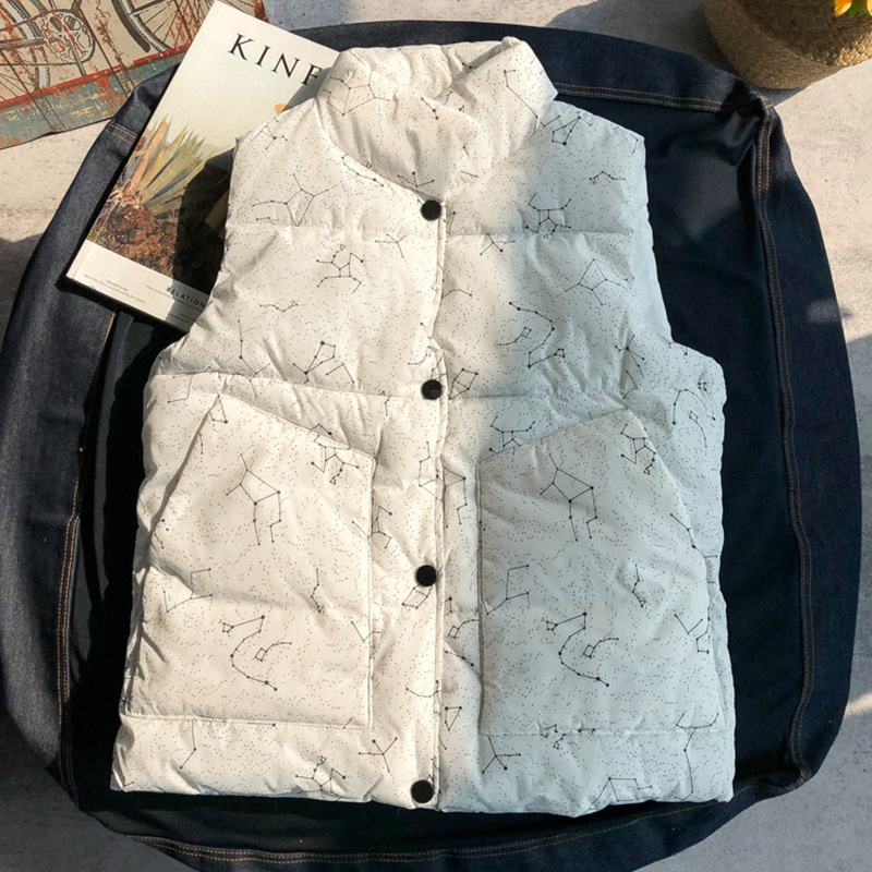 Men's Winter Outer Wear Waistcoat Down Cotton White Waistcoat Jacket