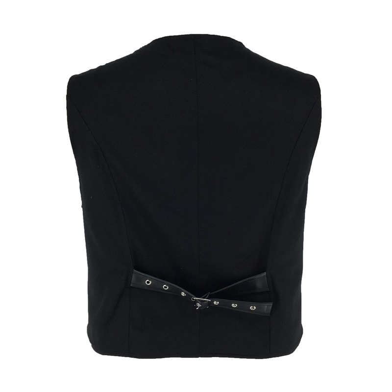 Single Row Four Metal Buckle Solid Color Vest