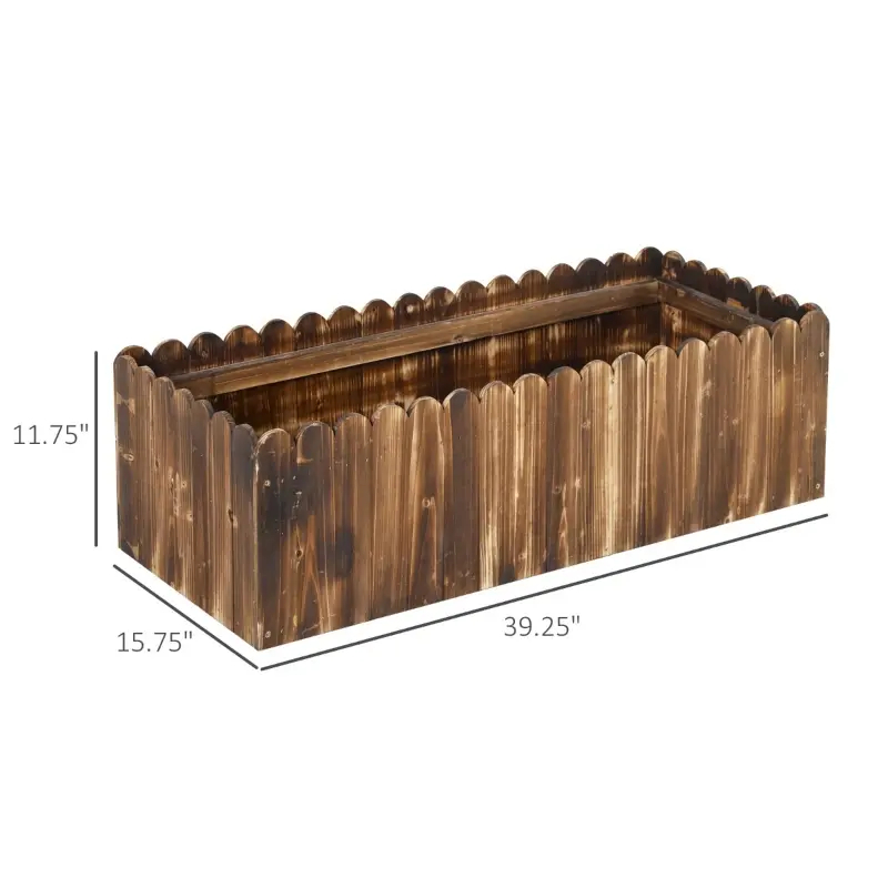 Jardinière surélevée avec bord festonné en bois