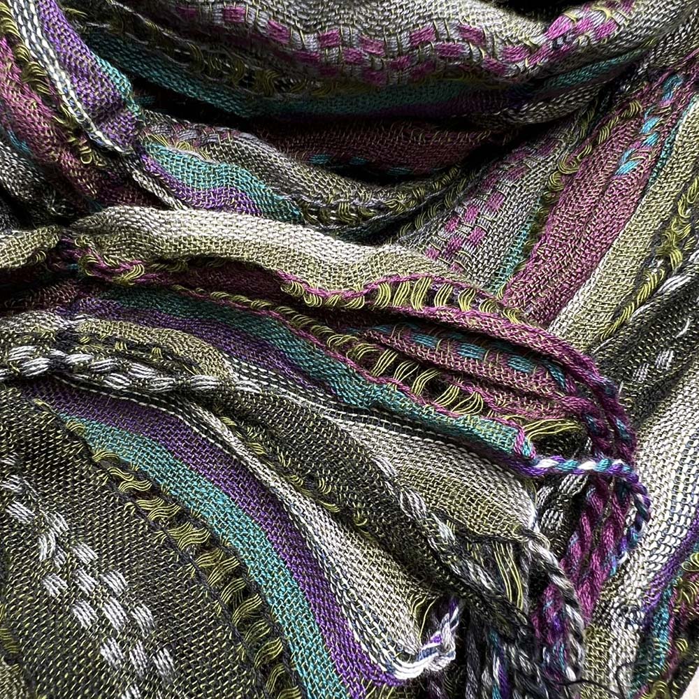 Olive Jacquard Crinkle Scarf - Textured Utility Scarf 70inchx29inch_voghion.com