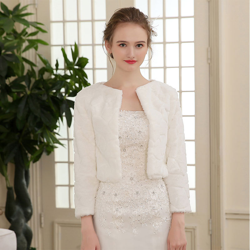 Wedding Dress Shawl Long Sleeve Football Pattern White Jacket